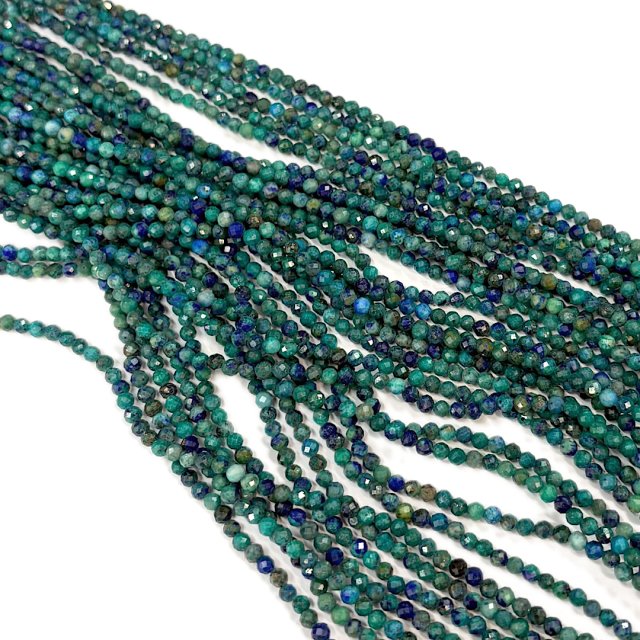 PIEDRAS BOLITAS 3MM FACETADAS - CRISOCOLA Y LAPIS (REALZADA CON TINTA)