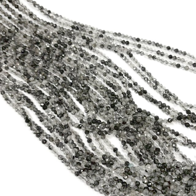 PIEDRAS BOLITAS 3MM FACETADAS - CUARZO RUTILADO