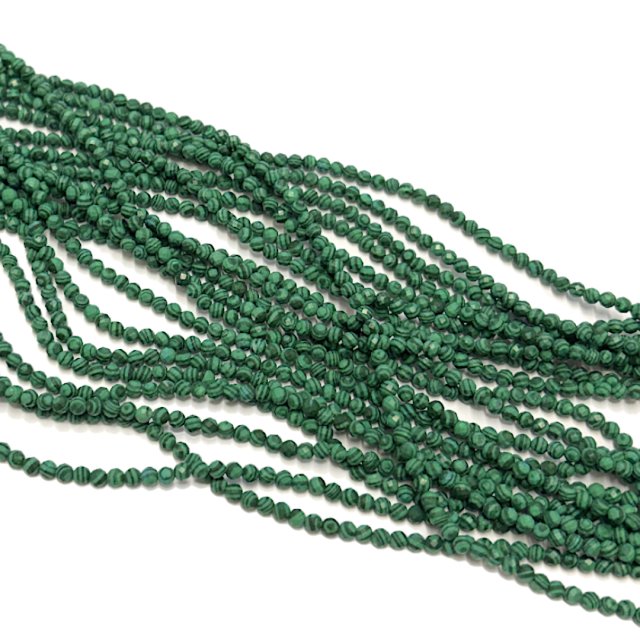PIEDRAS BOLITAS 3MM FACETADAS - MALAQUITA IMITACION