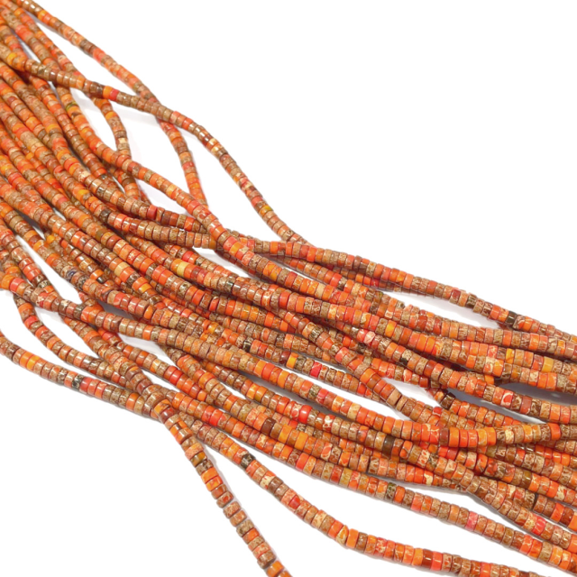 PIEDRAS DISCOS 4X2MM - JASPE NARANJA (COLOR REALZADO CON TINTA)