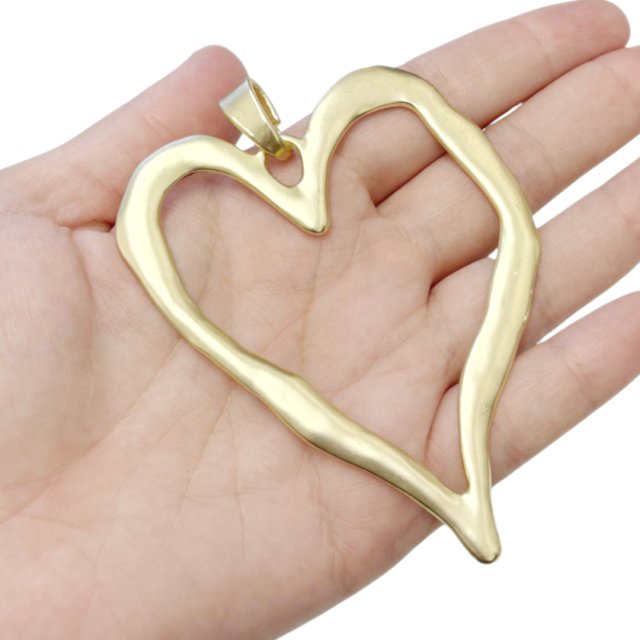 DIJE CORAZON XL 88X70MM - DORADO MATE