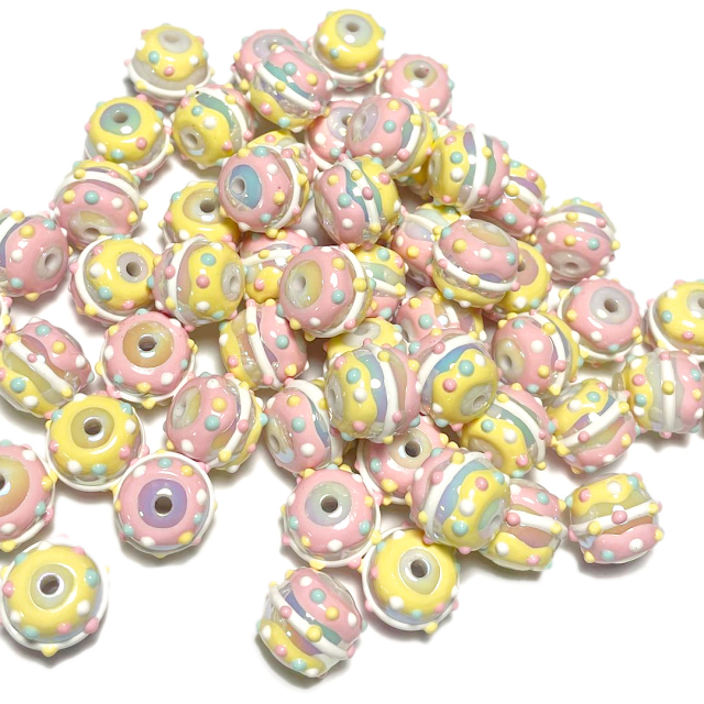 CUENTAS DONAS 17X15MM - ROSADO AMARILLO