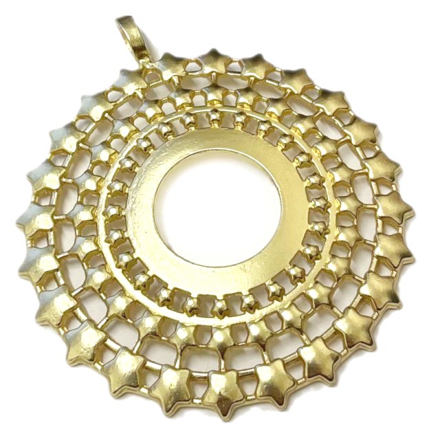 DIJE MEDALLA CIRCULO ESTRELLAS XL 66MM - DORADO MATE