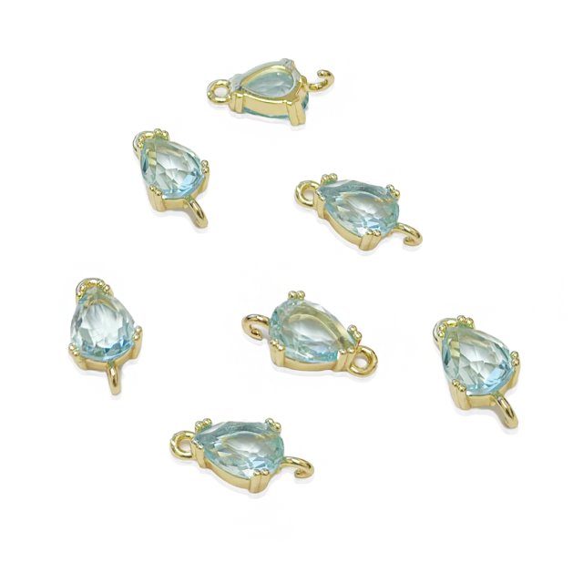 DIJE LAGRIMA CRISTAL 8X7MM - CELESTE (ENGARCE DOBLE)