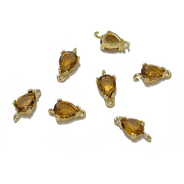 DIJE LAGRIMA CRISTAL 8X7MM - AMBAR (ENGARCE DOBLE)