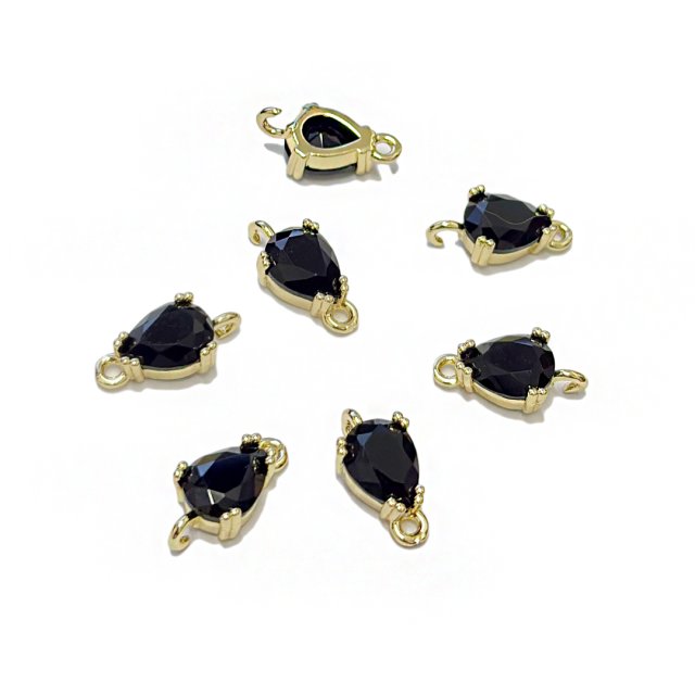 DIJE LAGRIMA CRISTAL 8X7MM - NEGRO (ENGARCE DOBLE)