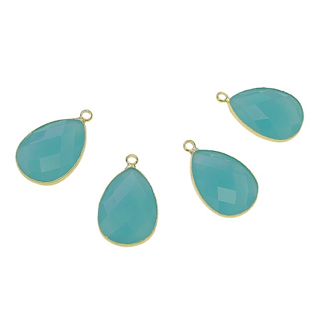 DIJE LAGRIMA CRISTAL 18X13MM - VERDE AGUA / TURQUESA