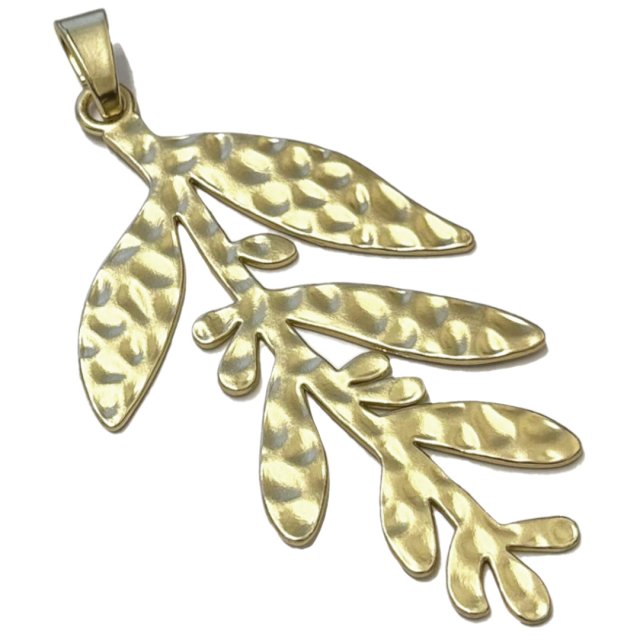 DIJE HOJA XL 95X55MM - DORADO MATE