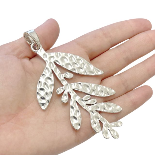 DIJE HOJA XL 95X55MM - NIQUEL