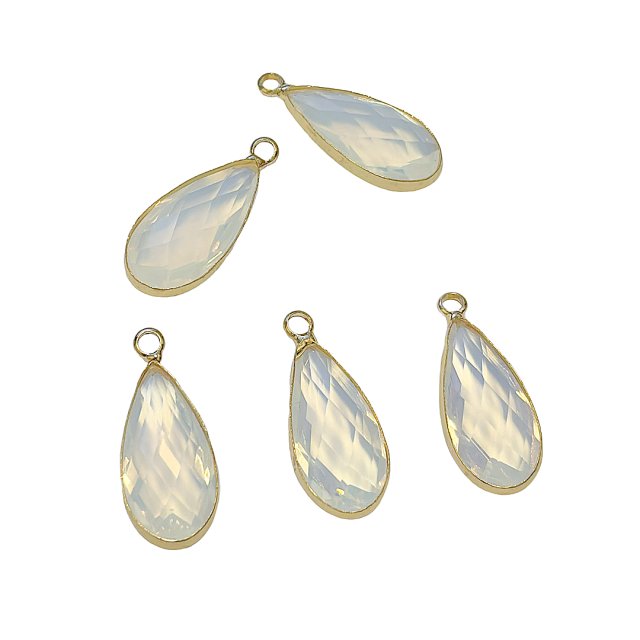 DIJE LAGRIMA CRISTAL 20X11MM - BLANCO OPALINA
