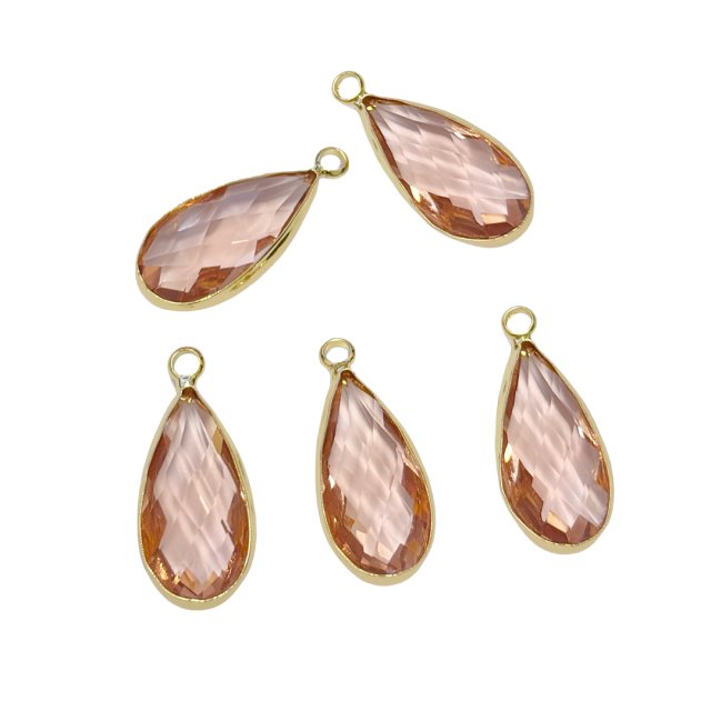 DIJE LAGRIMA CRISTAL 20X11MM - ROSADO