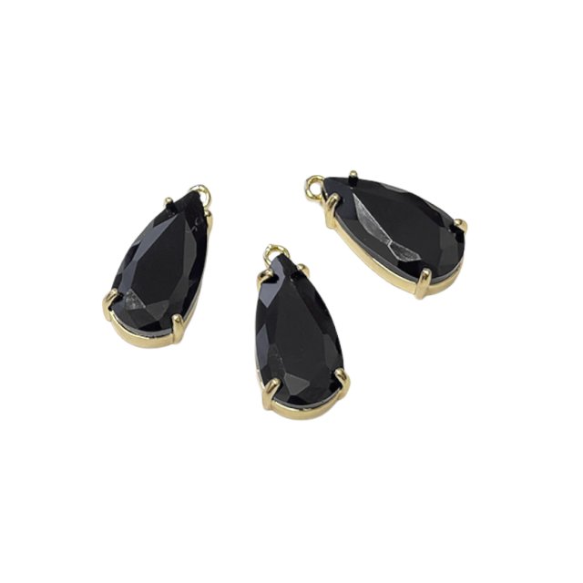 DIJE LAGRIMA CRISTAL 21X11MM - NEGRO