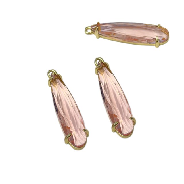 DIJE LAGRIMA CRISTAL 30X8MM - ROSADO