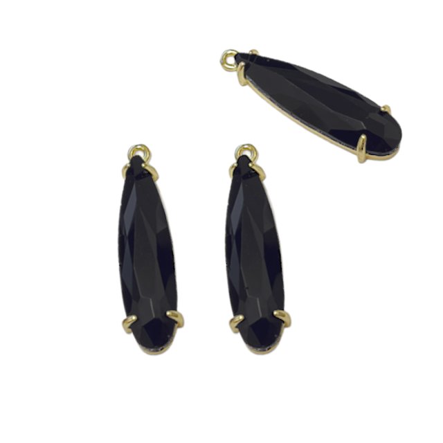 DIJE LAGRIMA CRISTAL 30X8MM - NEGRO