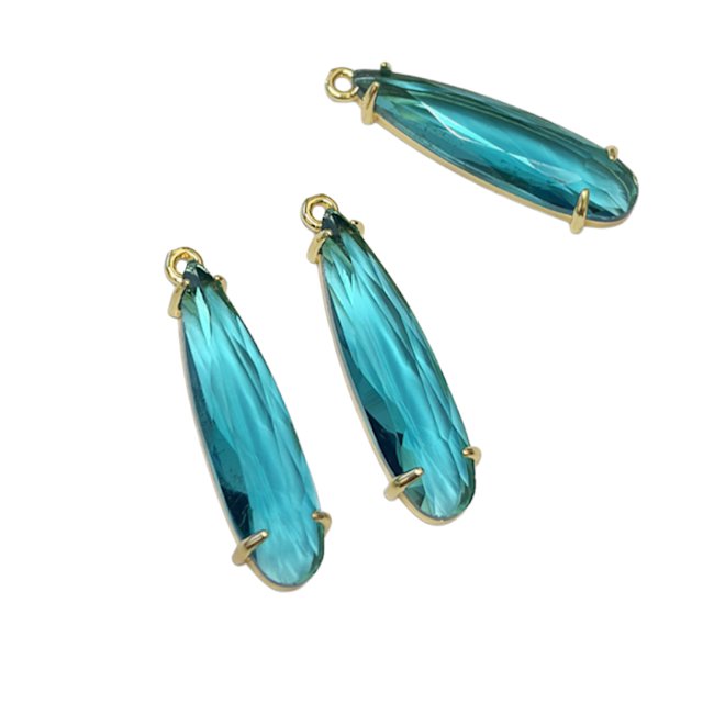 DIJE LAGRIMA CRISTAL 30X8MM - TURQUESA