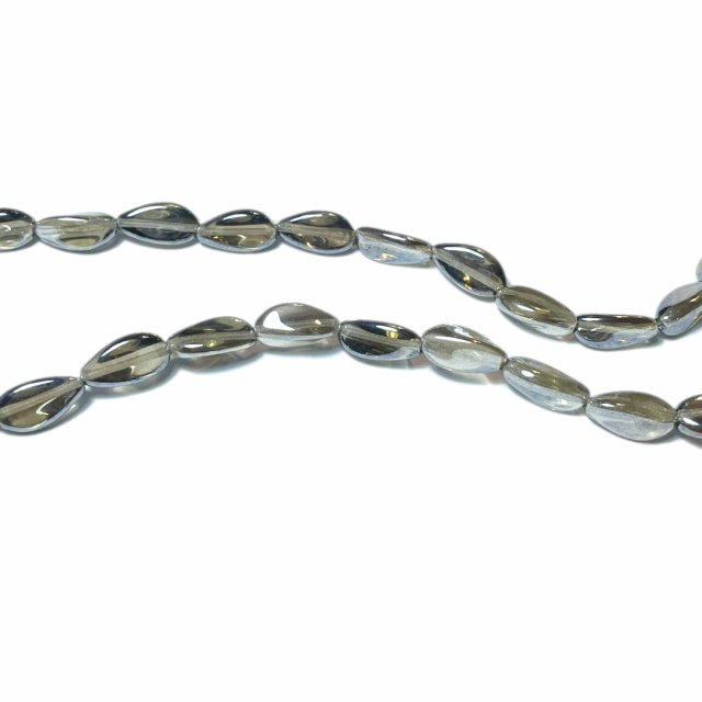 CRISTAL CHECO GRIS VERDOSO - PLATEADO 14X8MM (X TIRA)