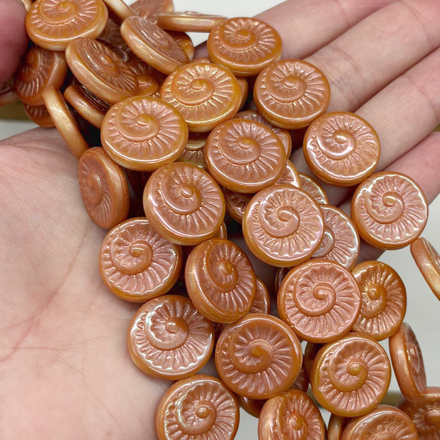 CRISTAL CHECO COBRE CARACOL 19MM (X TIRA)