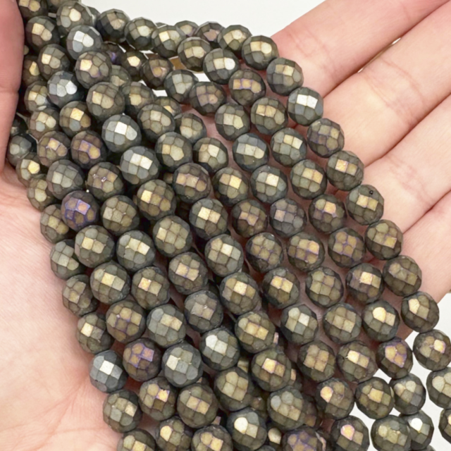 CRISTAL CHECO FACETADO 8MM DORADO VERDE (X TIRA)