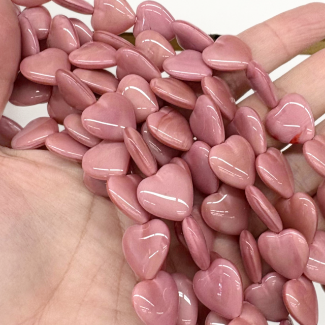 CRISTAL CHECO ROSADO CORAZON 15MM (X TIRA)