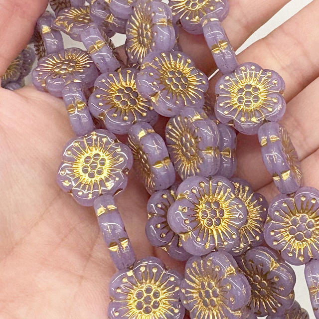 CRISTAL CHECO VIOLETA FLOR 17MM (X TIRA)