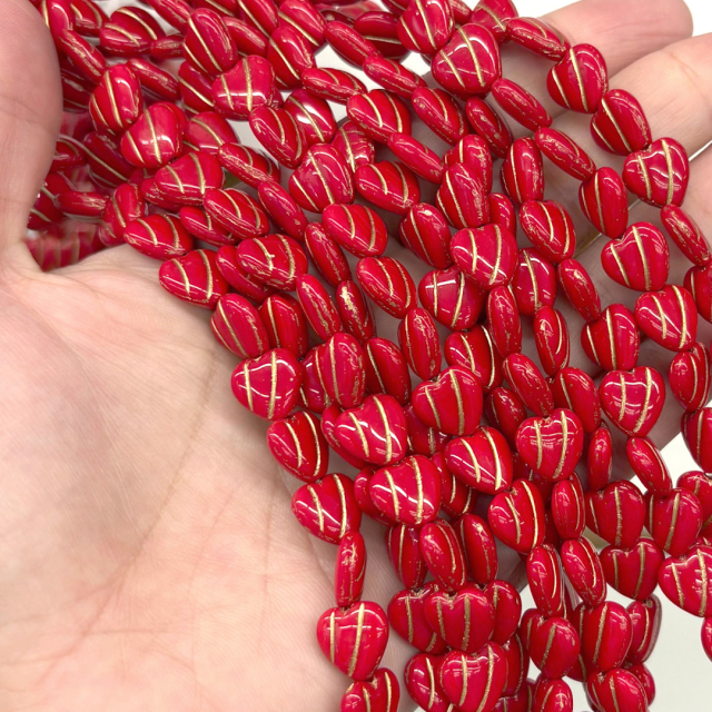 CRISTAL CHECO ROJO CORAZON 10MM (X TIRA)