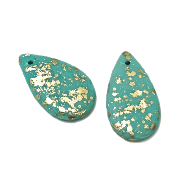 CRISTAL CHECO TURQUESA LAGRIMA 31X18MM (X UNIDAD)