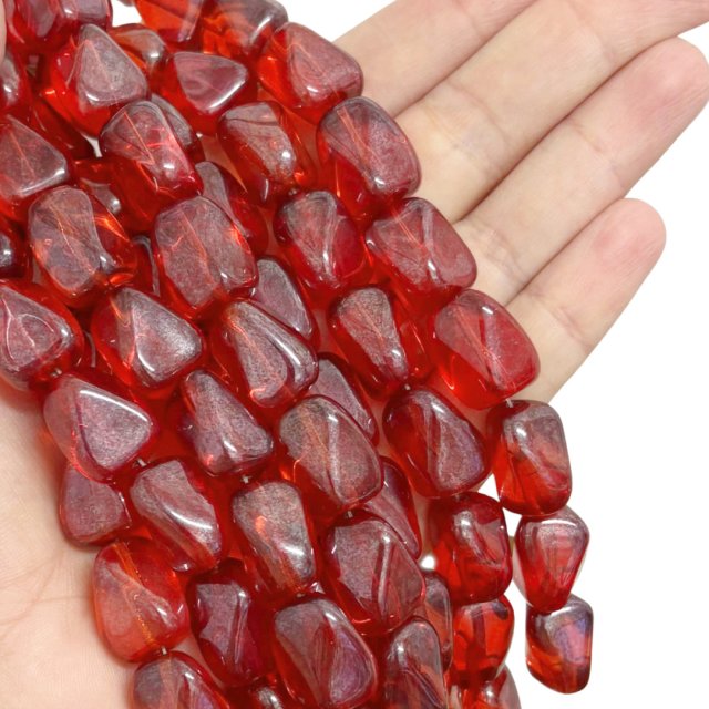 CRISTAL CHECO NARANJA ROJO 17X14MM (X TIRA)