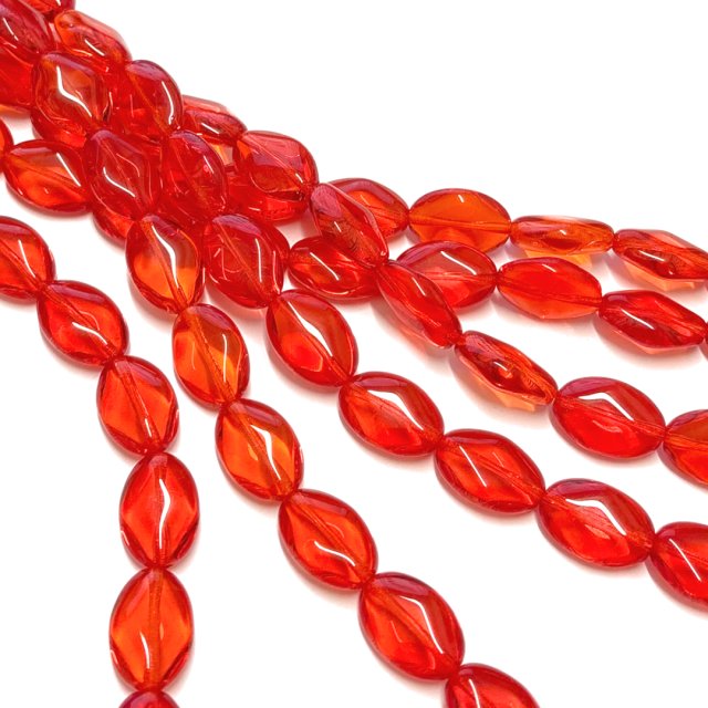 CRISTAL CHECO NARANJA OVAL 18X12MM (X TIRA)