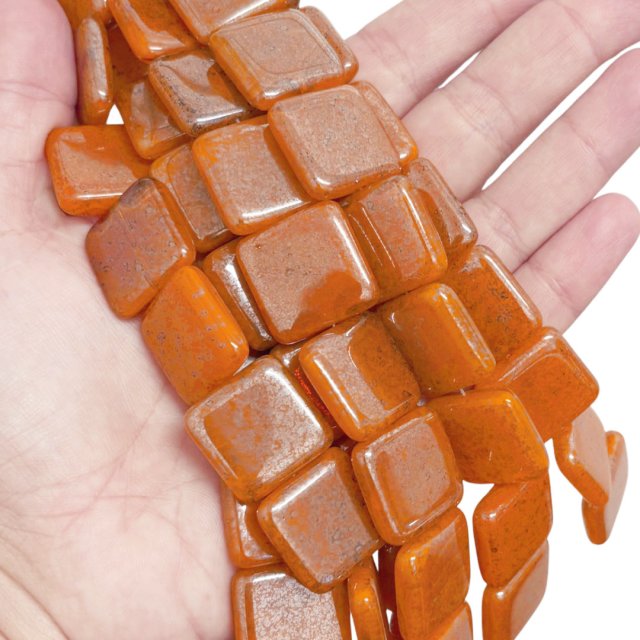 CRISTAL CHECO NARANJA CUADRADO 20MM (X TIRA)