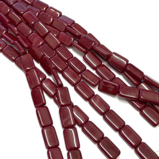 CRISTAL CHECO BORDEAUX ROJO RECTANGULO 15X10MM (X TIRA)