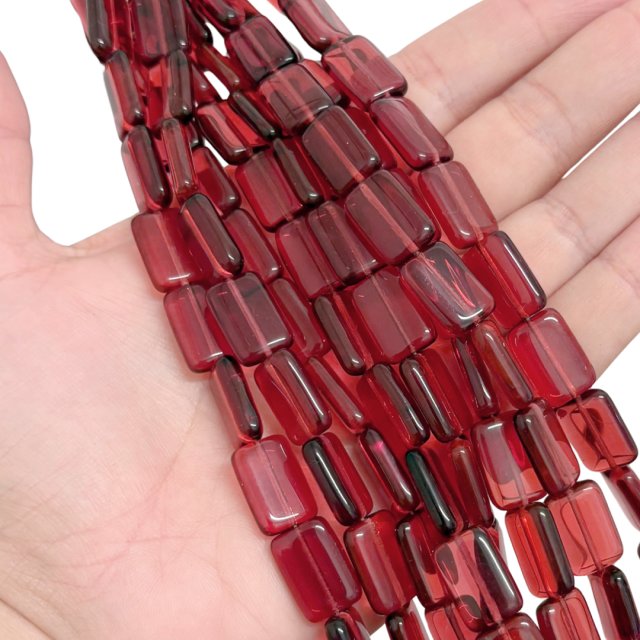 CRISTAL CHECO ROJO PURPURA RECTANGULO 15X10MM (X TIRA)