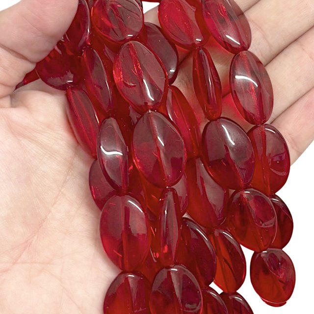 CRISTAL CHECO ROJO OVAL 23X16MM (X TIRA)