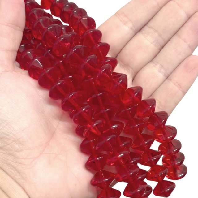 CRISTAL CHECO ROJO ROMBO 10X14MM (X TIRA)