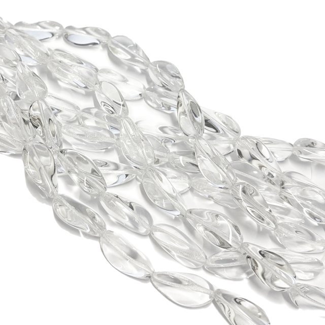 CRISTAL CHECO TRANSPARENTE OVAL 24X12MM (X TIRA)