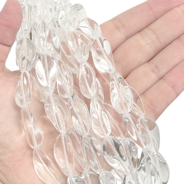 CRISTAL CHECO TRANSPARENTE OVAL 24X12MM (X TIRA)