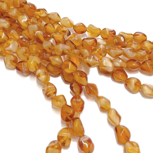 CRISTAL CHECO AMARILLO BEIGE 14X13MM (X TIRA)