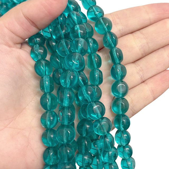 CRISTAL CHECO VERDE AGUA - TURQUESA CIRCULO 11MM (X TIRA)