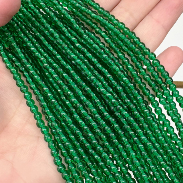 CRISTAL CHECO BOLITA 4MM VERDE TRANSPARENTE (X TIRA)