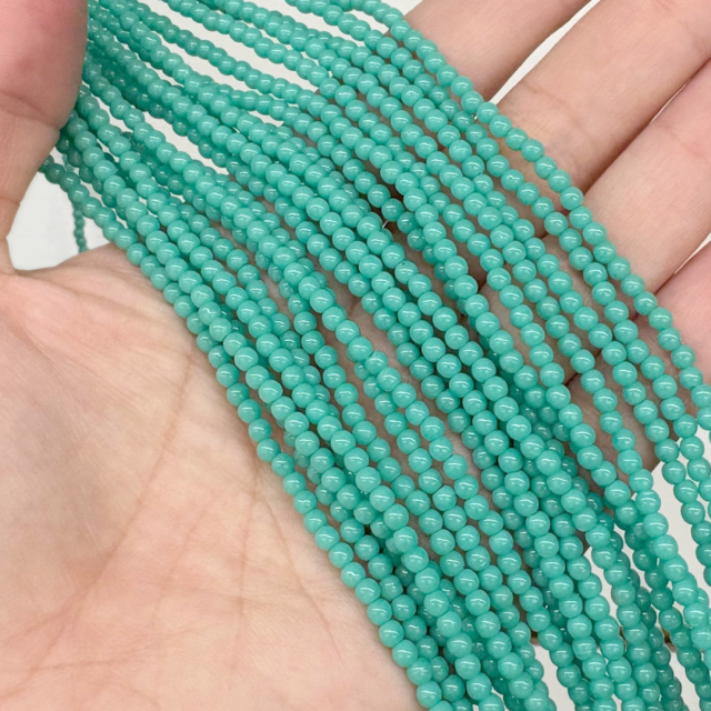 CRISTAL CHECO BOLITA 3MM VERDE AGUA (X TIRA)