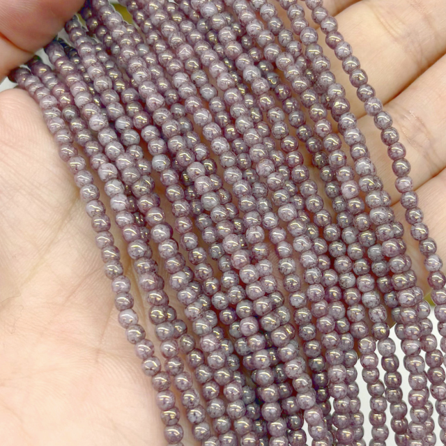 CRISTAL CHECO BOLITA 3MM LILA TORNASOL (X TIRA)