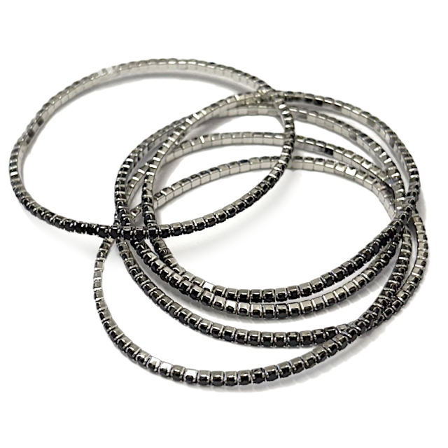 PULSERAS STRASS ELASTICA 2MM - PLATEADO