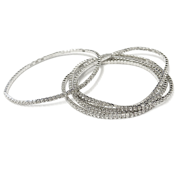 PULSERAS STRASS ELASTICA 2MM - PLATEADO