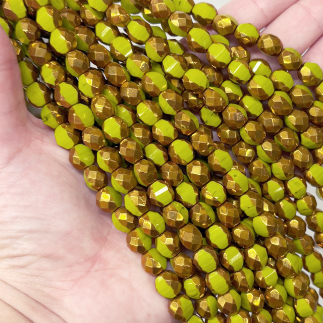 CRISTAL CHECO FACETADO 8MM BICOLOR VERDE LIMON (X TIRA)