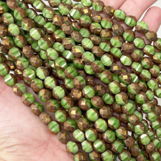 CRISTAL CHECO FACETADO 8MM BICOLOR VERDE (X TIRA)