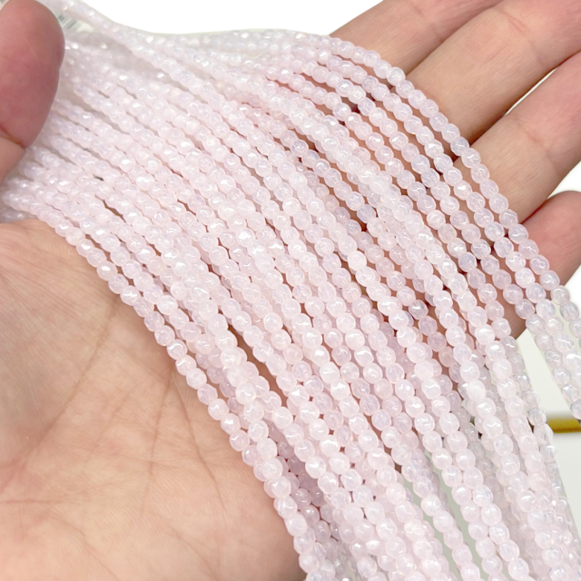 CRISTAL CHECO FACETADO 3MM ROSADO TRANSPARENTE (X TIRA)