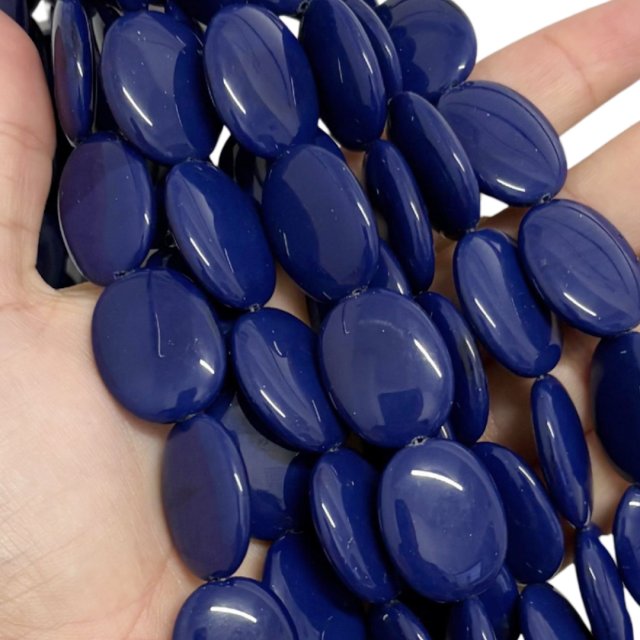 CRISTAL CHECO AZUL OVAL 24X19MM (X TIRA)