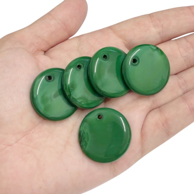 CRISTAL CHECO VERDE CIRCULO 28MM