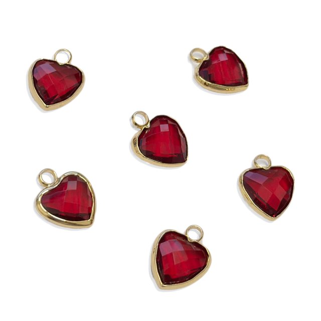 DIJE CORAZON CRISTAL 10MM - ROJO