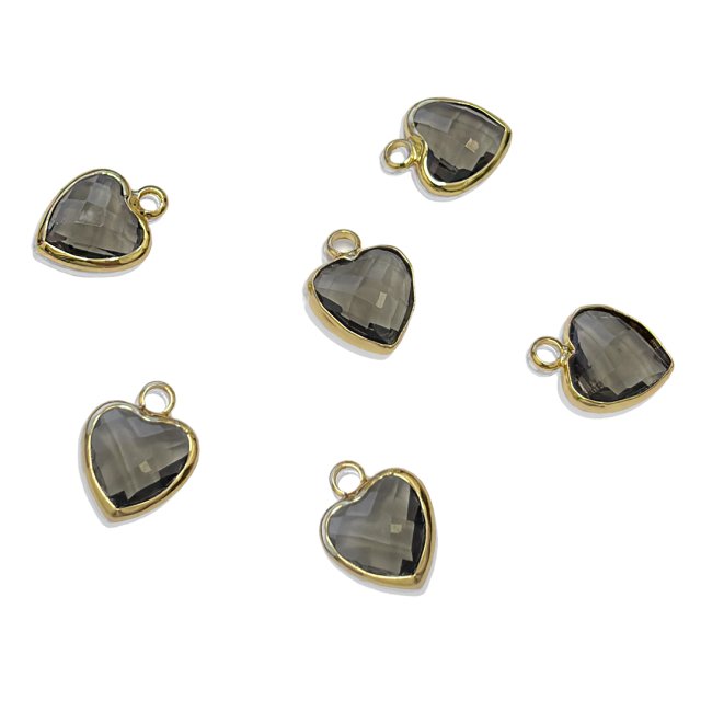DIJE CORAZON CRISTAL 10MM - GRIS HUMO