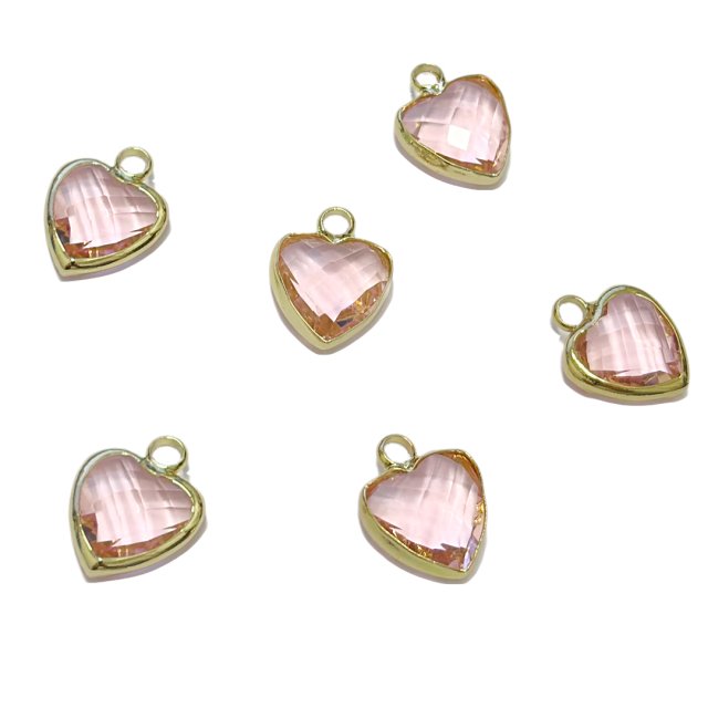 DIJE CORAZON CRISTAL 10MM - ROSADO